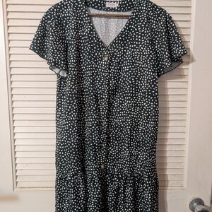 Green and White Polkadot Dress